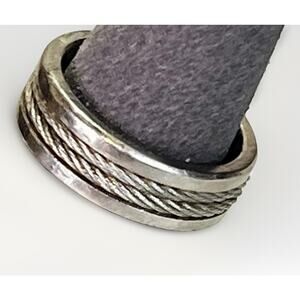 Men’s TITANIUM Wedding Band Ring SZ 7.5 - 6mm Double Twisted Cable Design - 4.1g